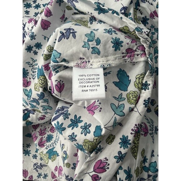 Appleseed Limited Edition Floral Flip Contrast Cuff Top Womens White 10 Office - Picture 13 of 15